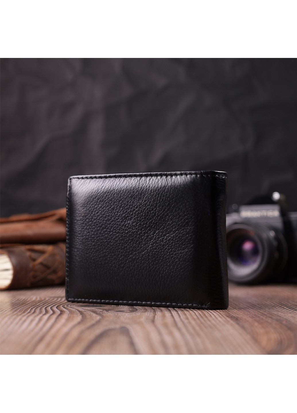 Удобное мужское портмоне из натуральной кожи 22482 Черный st leather (278001082)