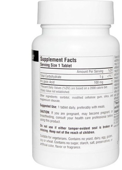 R-Lipoic Acid 100 mg 60 Tabs Source Naturals (258499219)