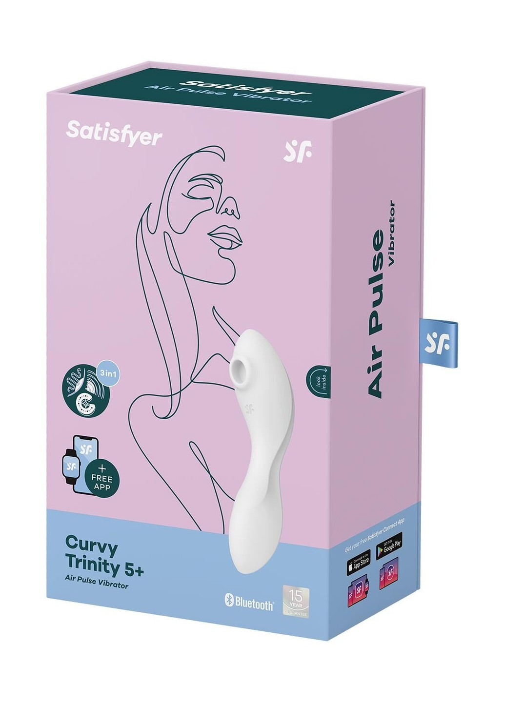 Вакуумный смарт-стимулятор с вибрацией Curvy Trinity 5 (White), управление со смартфона Satisfyer (277235017)