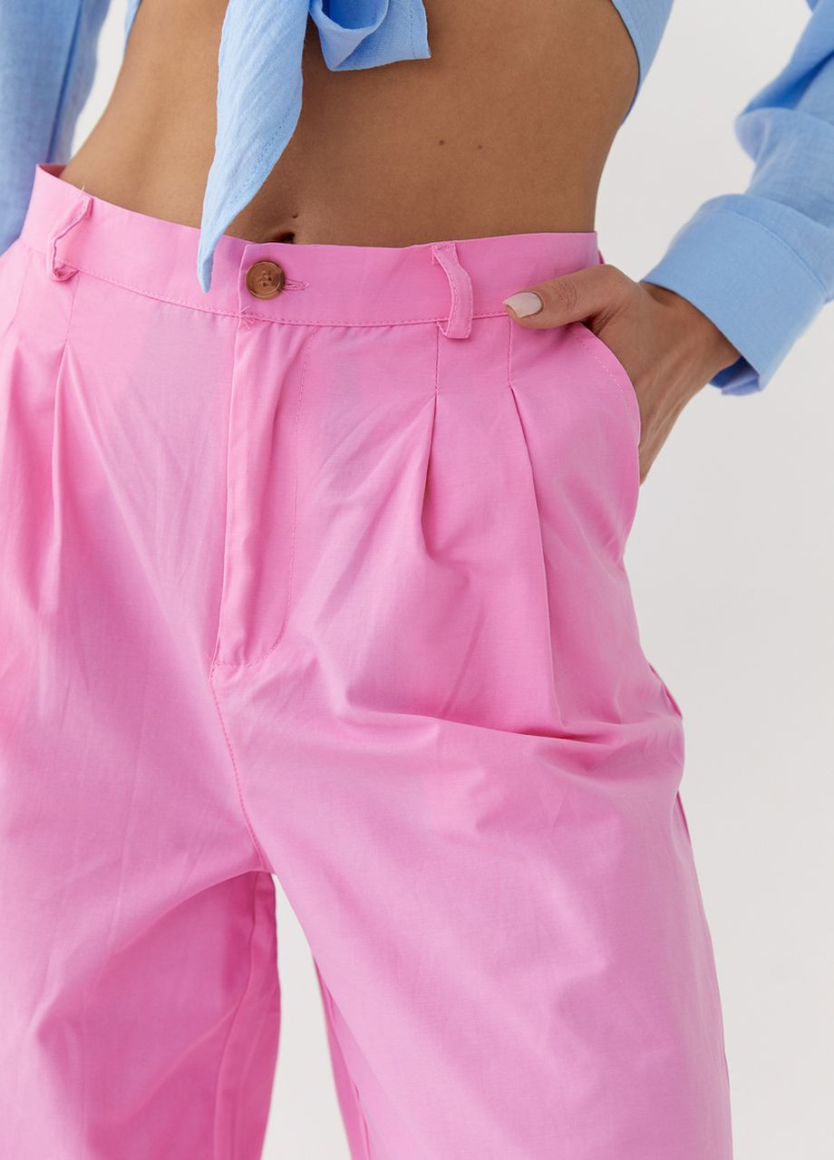 Розовые классические летние брюки Lurex