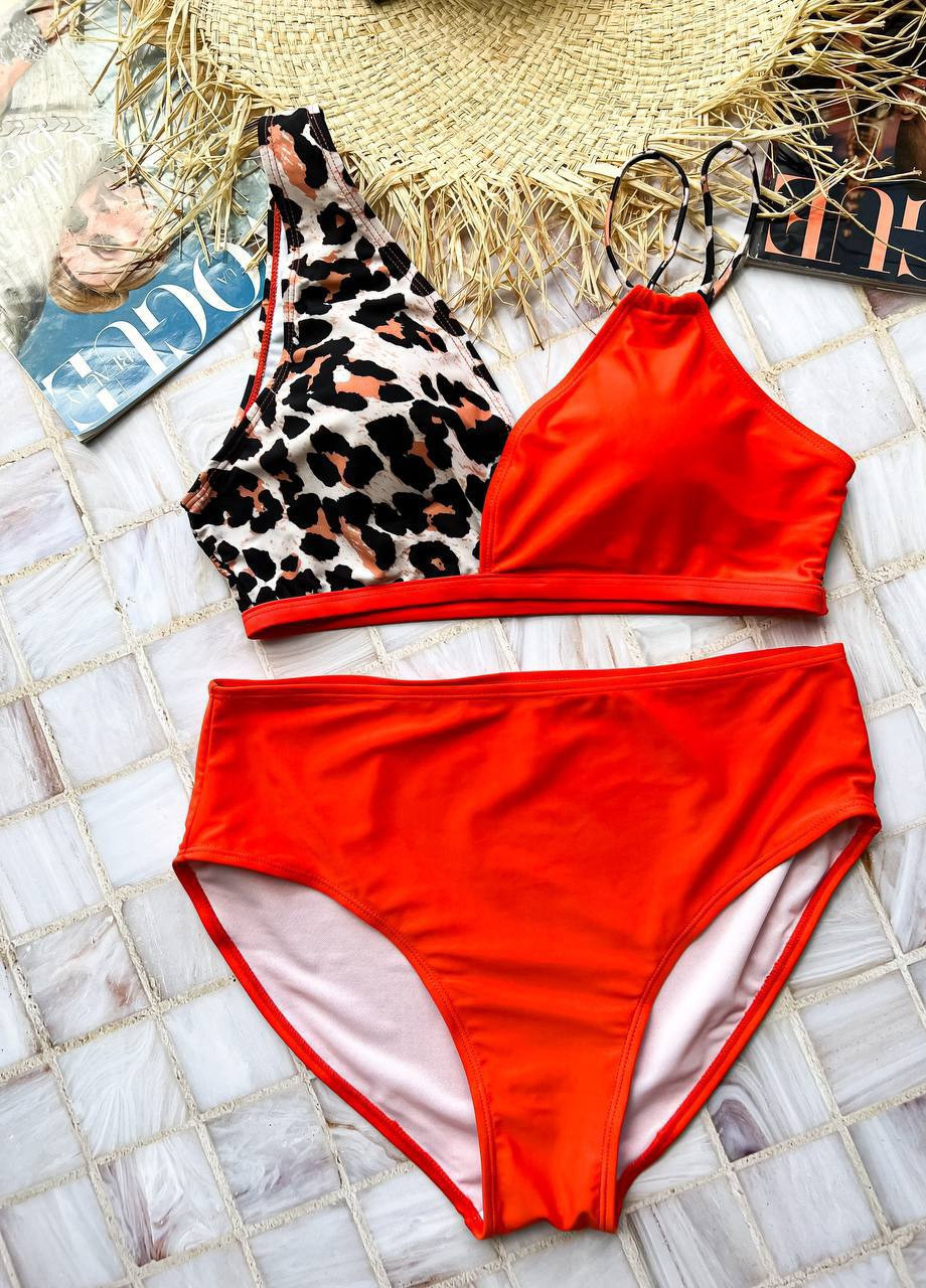 Оранжевый летний стильний яскравий купальник раздельный Vakko