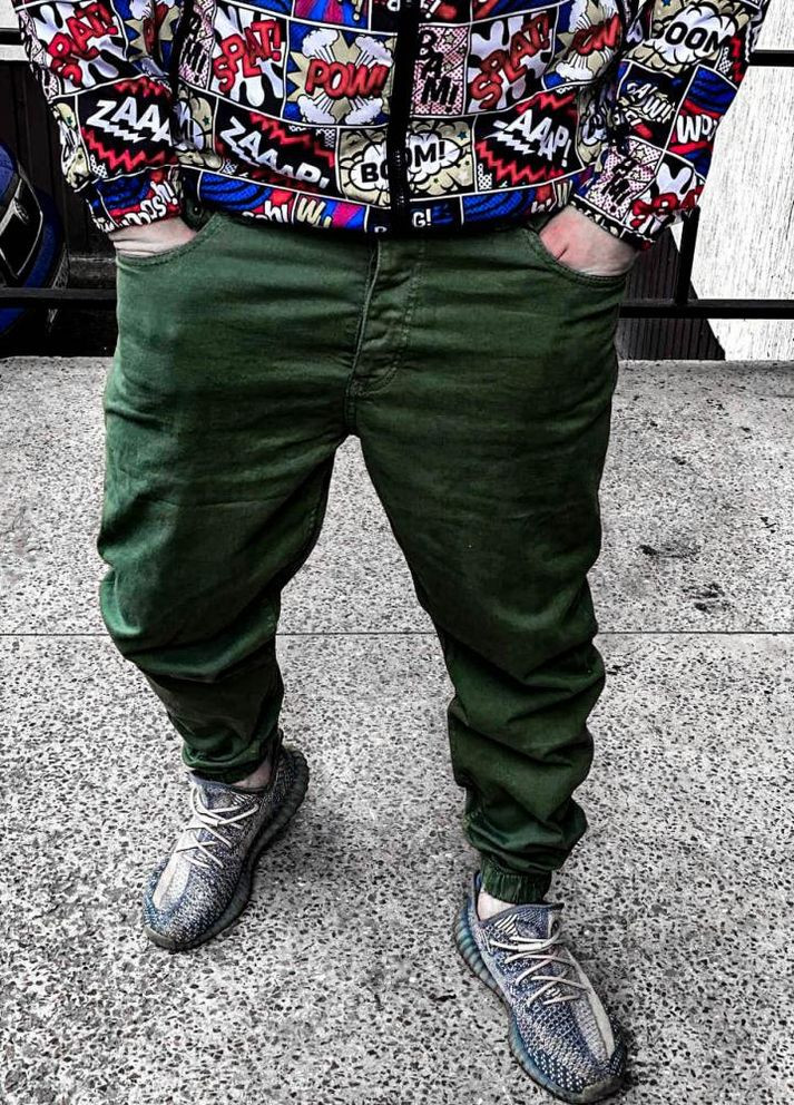 Темно-зелені чоловічі джинси на манжетах No Brand (262089297)