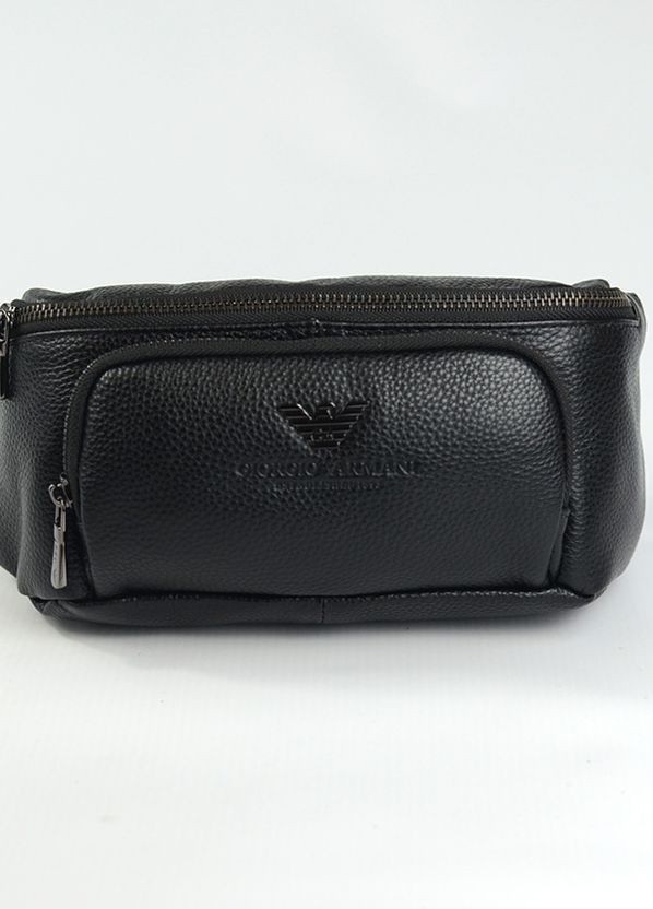 Шкіряна чорна поясна сумочка бананка через плече, нагрудна маленька сумка з натуральної шкіри No Brand (266914603)