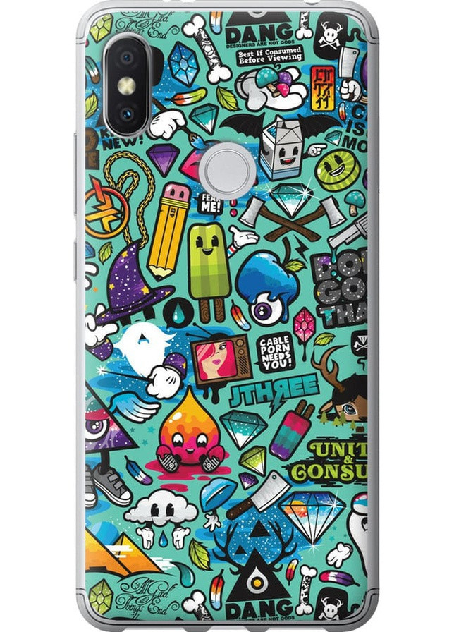 2D пластиковый чехол 'Стикер бомбинг 1' для Endorphone Xiaomi Redmi S2 (257955008)