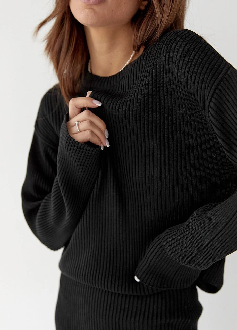 Однотонный юбочный костюм в рубчик - черный Lurex (262810562)