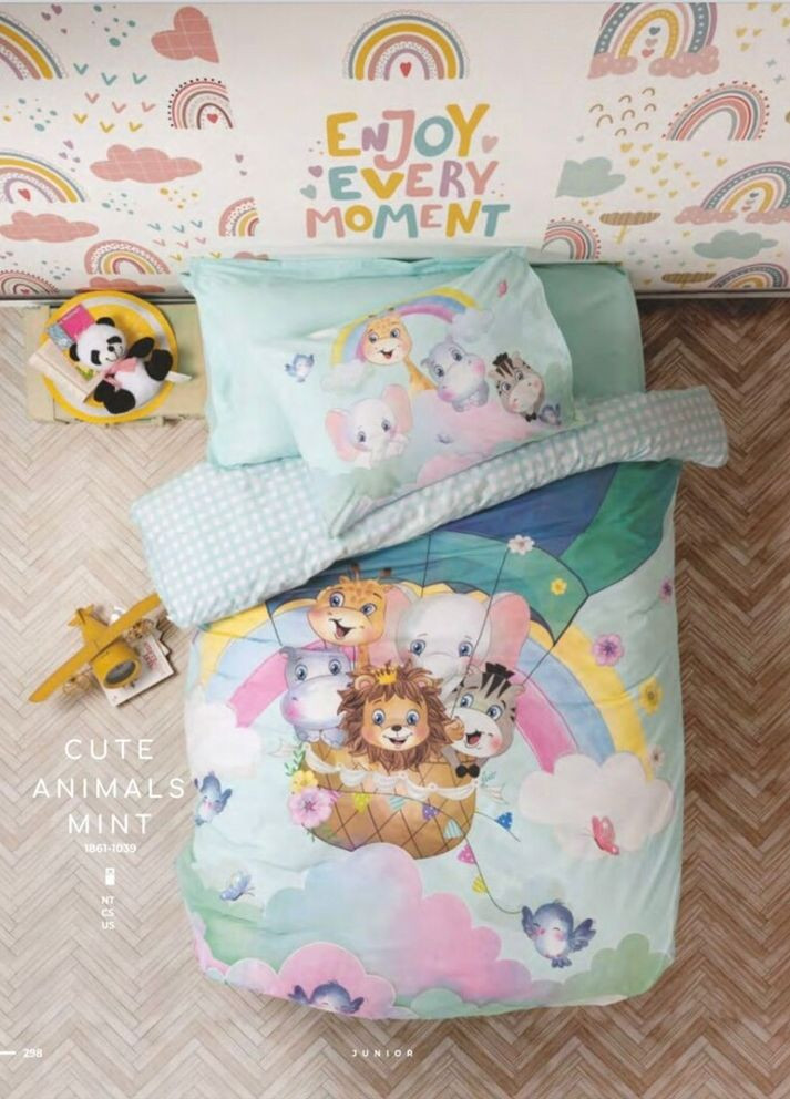 Комплект постельного белья полуторный Junior Cute Animals Mint Cotton Box (261027351)