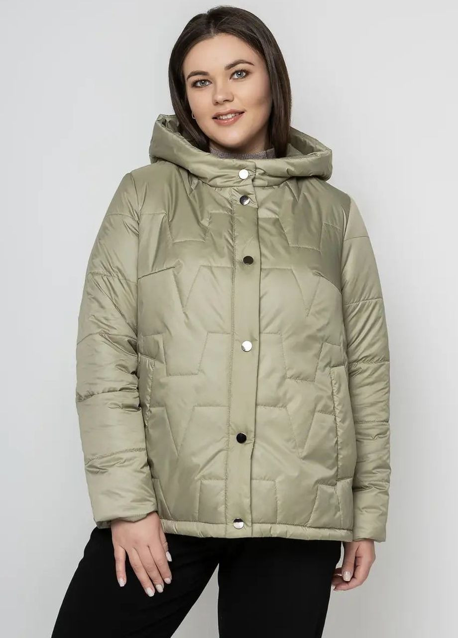 Оливкова демісезонна осіння жіноча куртка великого розміру SK
