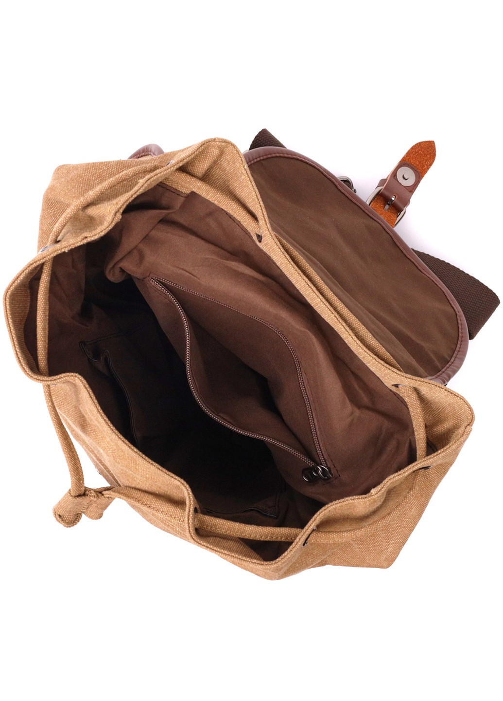 Мужской текстильный рюкзак что закрывается клапаном на магнит 22155 Коричневый Vintage (267925362)