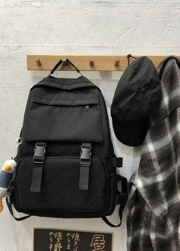 Рюкзак с карманами мужской женский детский школьный портфель черный No Brand (275998309)