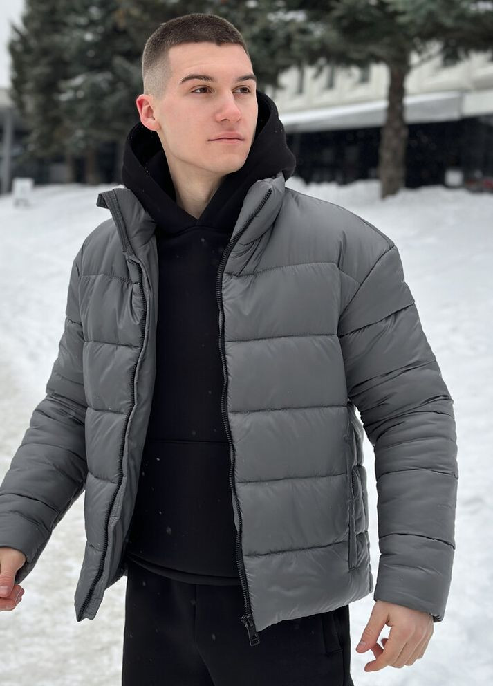 Темно-серая зимняя куртка bubble gum темно-серый Pobedov
