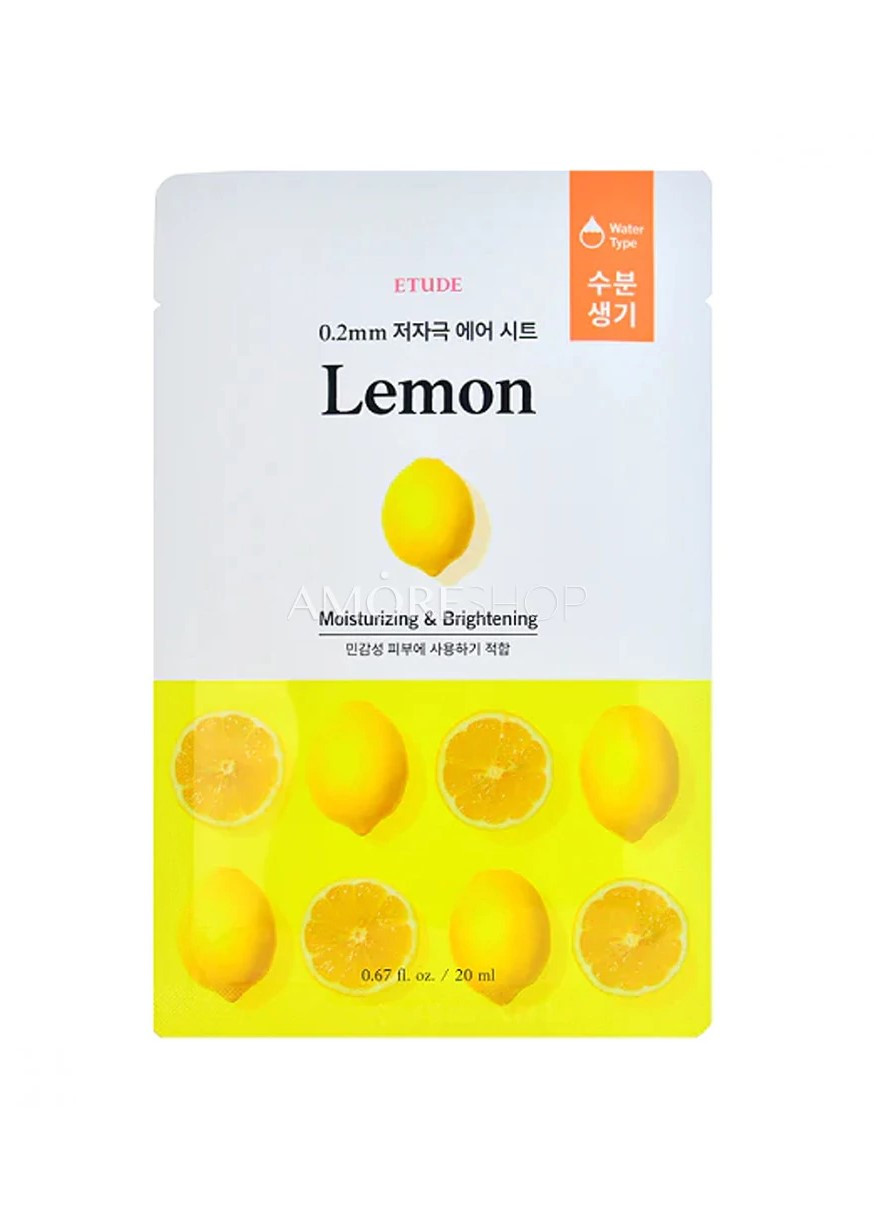 Тканинна маска для обличчя з лимоном 0.2 mm Therapy Air Mask Lemon 20 мл Etude House (277972907)