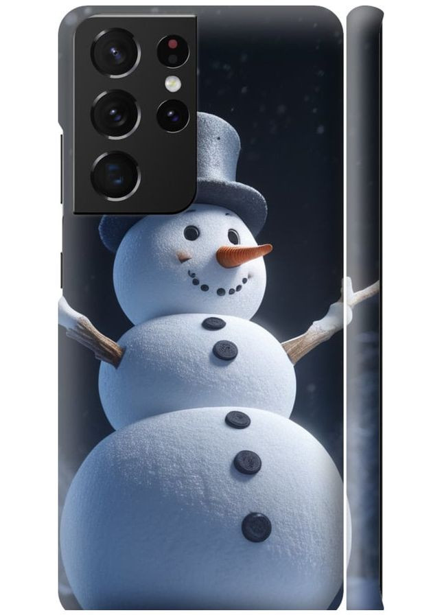 3D пластиковый матовый чехол 'Снеговик' для Samsung Galaxy S21 Ultra (5G) Endorphone Samsung Galaxy S21 Ultra (5G) (275648346)