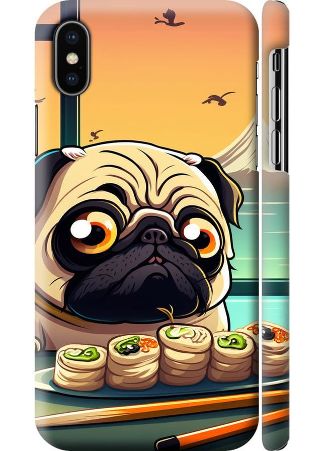 3D пластиковий матовий чохол 'Мопс і суші' для Endorphone Apple iPhone X (276317928)