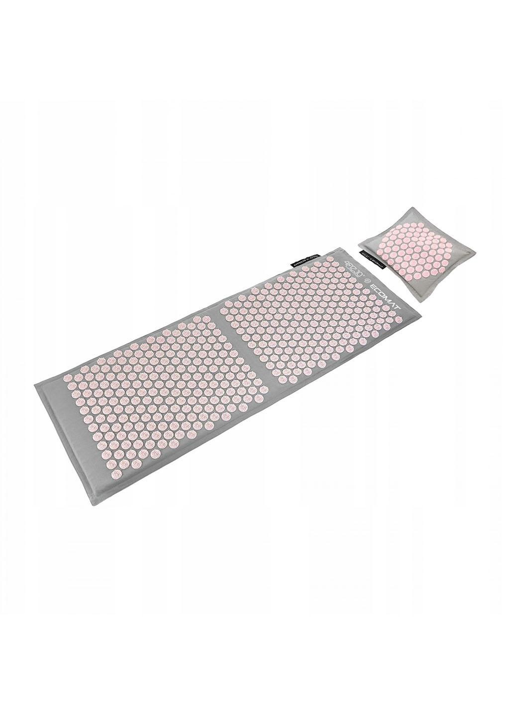 Килимок акупунктурний з подушкою Eco Mat XL Аплікатор Кузнєцова 4FJ0515 Grey/Pink 4FIZJO (266896071)