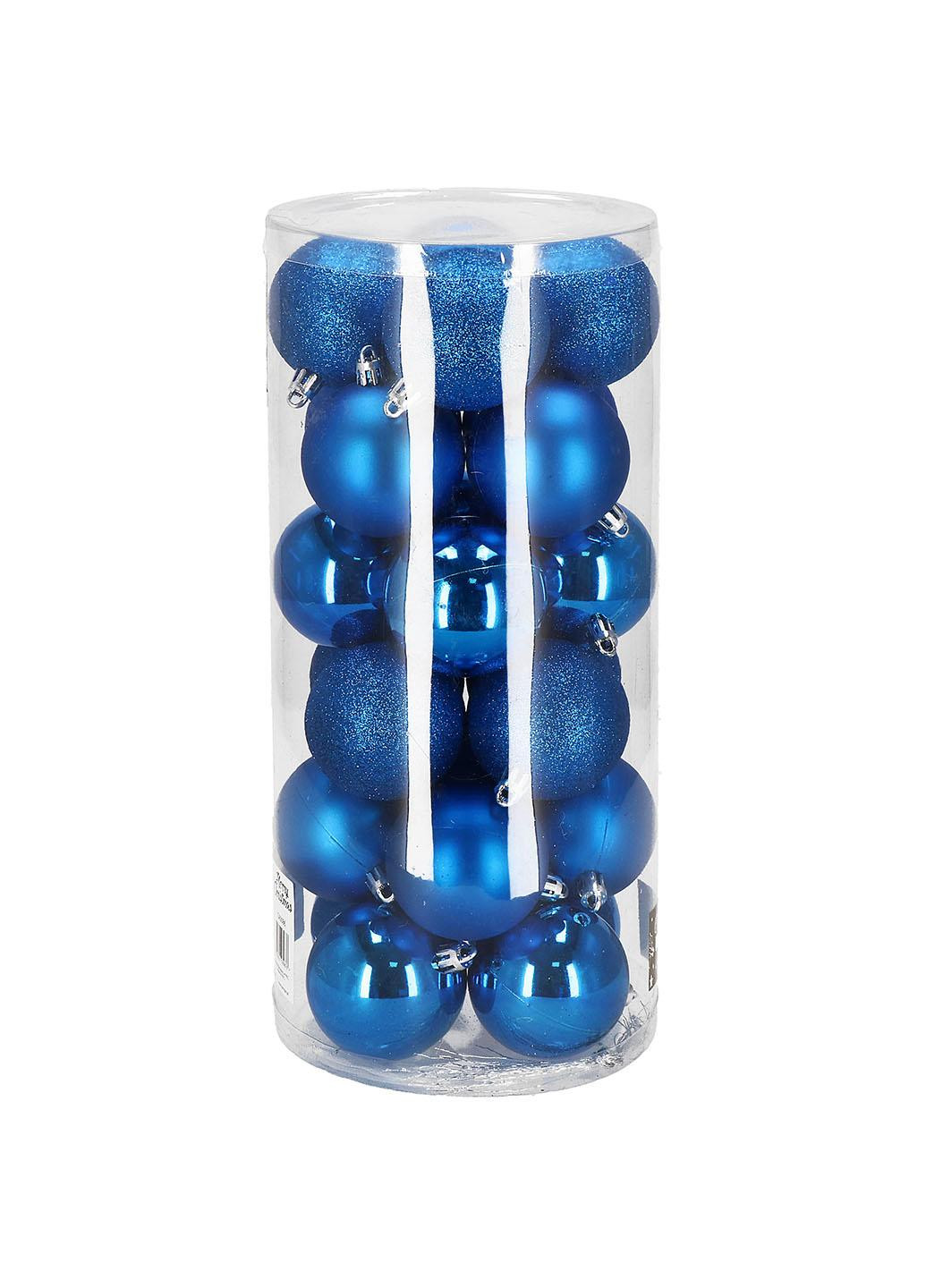 Набір ялинкових куль d=6 см 24 шт CA0086 Springos синій пластик