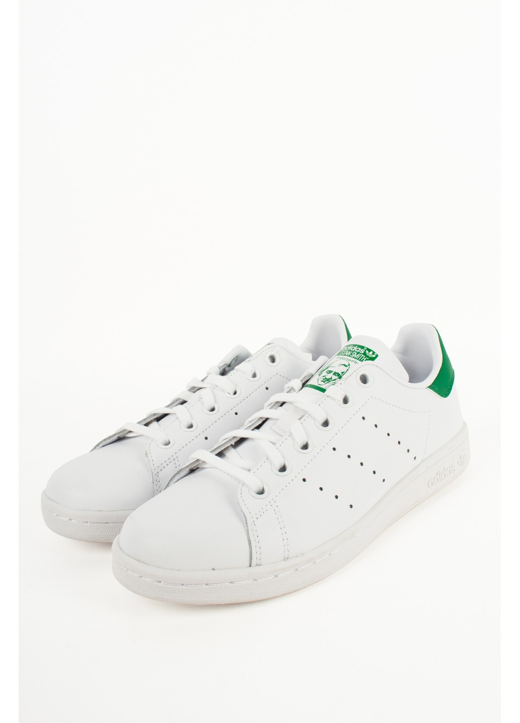 Белые кеды stan smith j с зеленым adidas