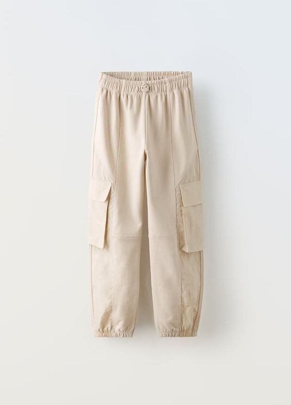 Бежевые повседневный демисезонные карго брюки Zara