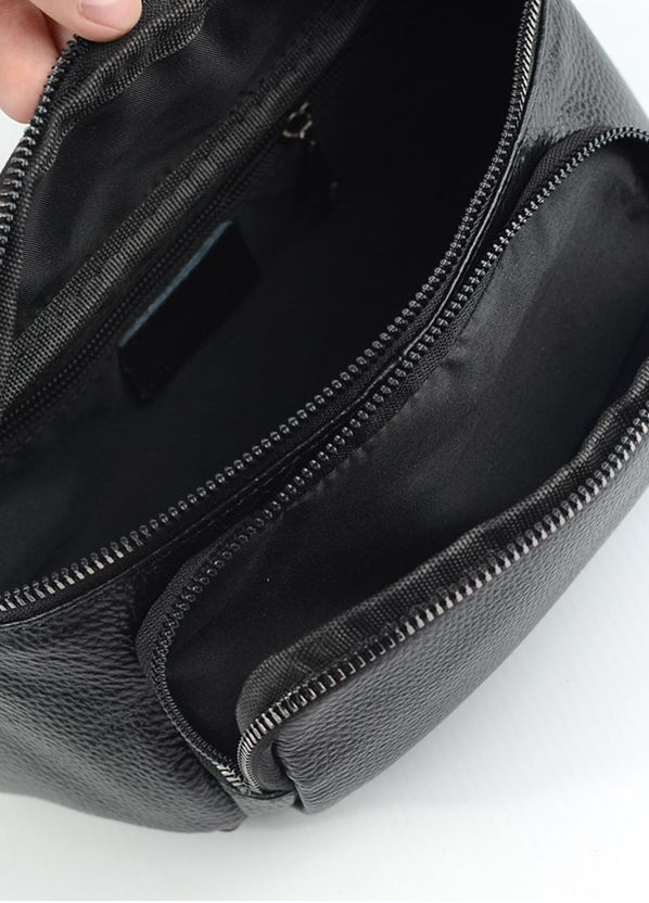 Шкіряна чорна нагрудна сумка бананка через плече, молодіжна поясна модна сумочка зі шкіри No Brand (267229422)
