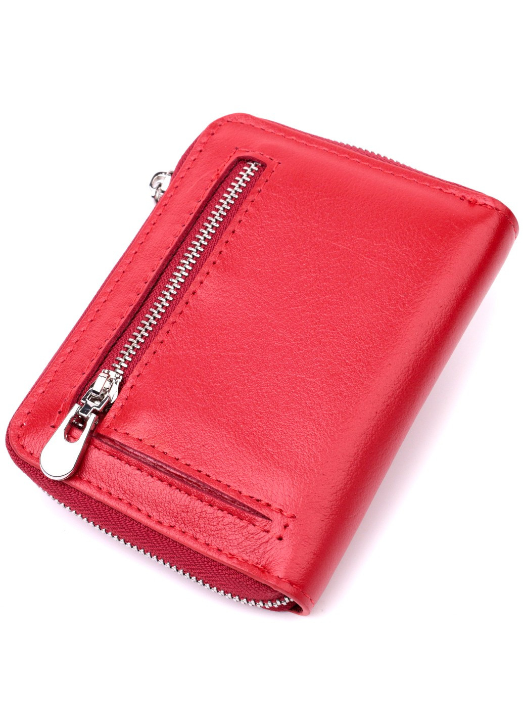 Стильный кожаный кошелек для женщин на молнии с тисненым логотипом производителя 19490 Красный st leather (277980491)