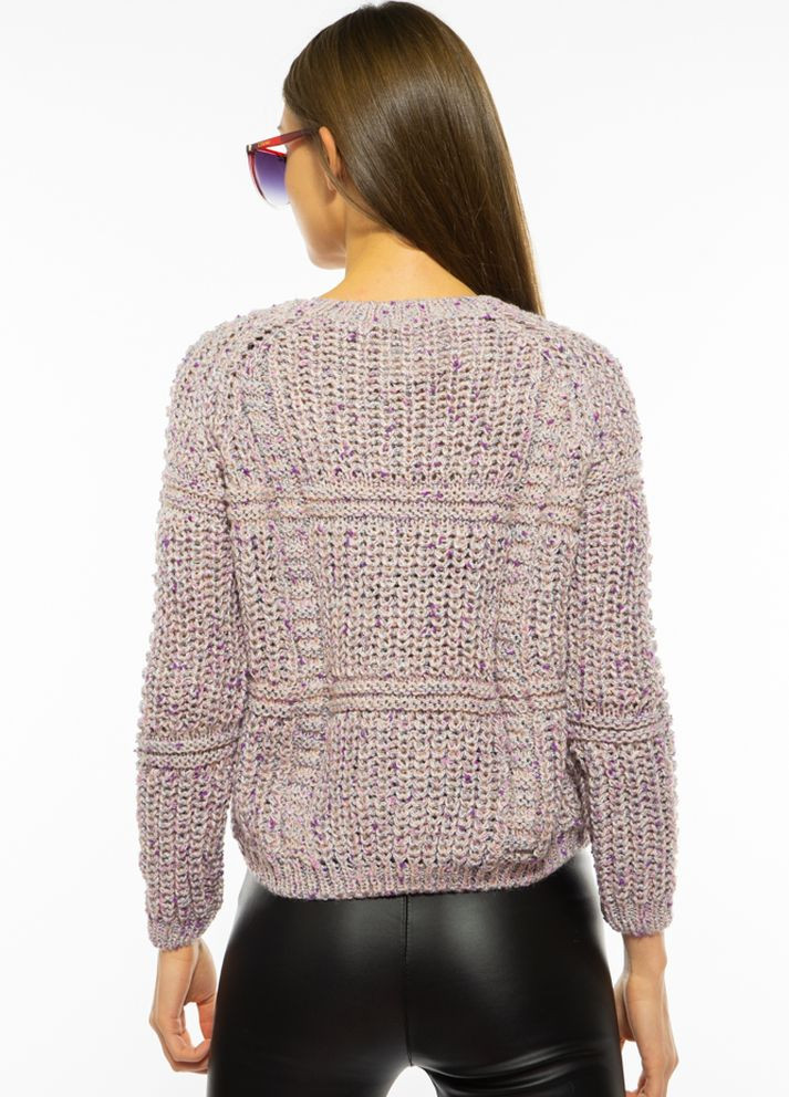 Прозрачный зимний свитер женский реглан (серо-персиковый/розовый) Time of Style