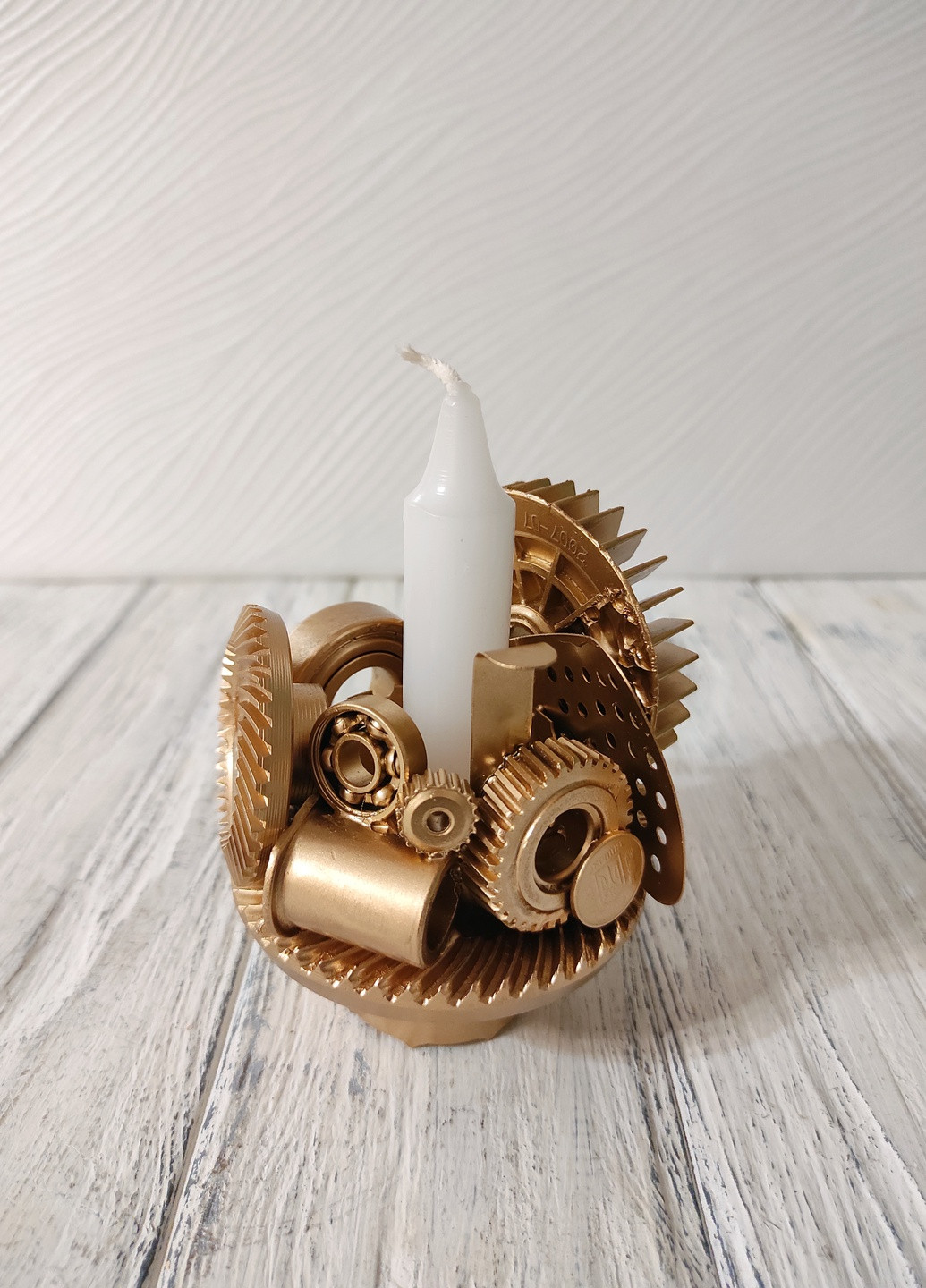 Сувенір підсвічник свічник стімпанк з металу з золотим напиленням ручна робота хендмейд подарунок SuvenirPodarokZP 35 (257989594)