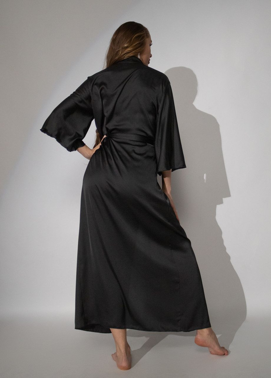 Халат жіночий довгий шовковийі Чорний Maybel (271554291)