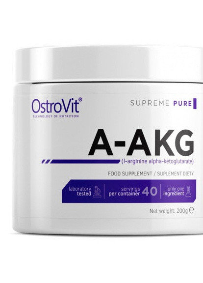 Аргинин альфа-кетоглутарат A-AKG 200 g (Pure) Ostrovit (259907692)