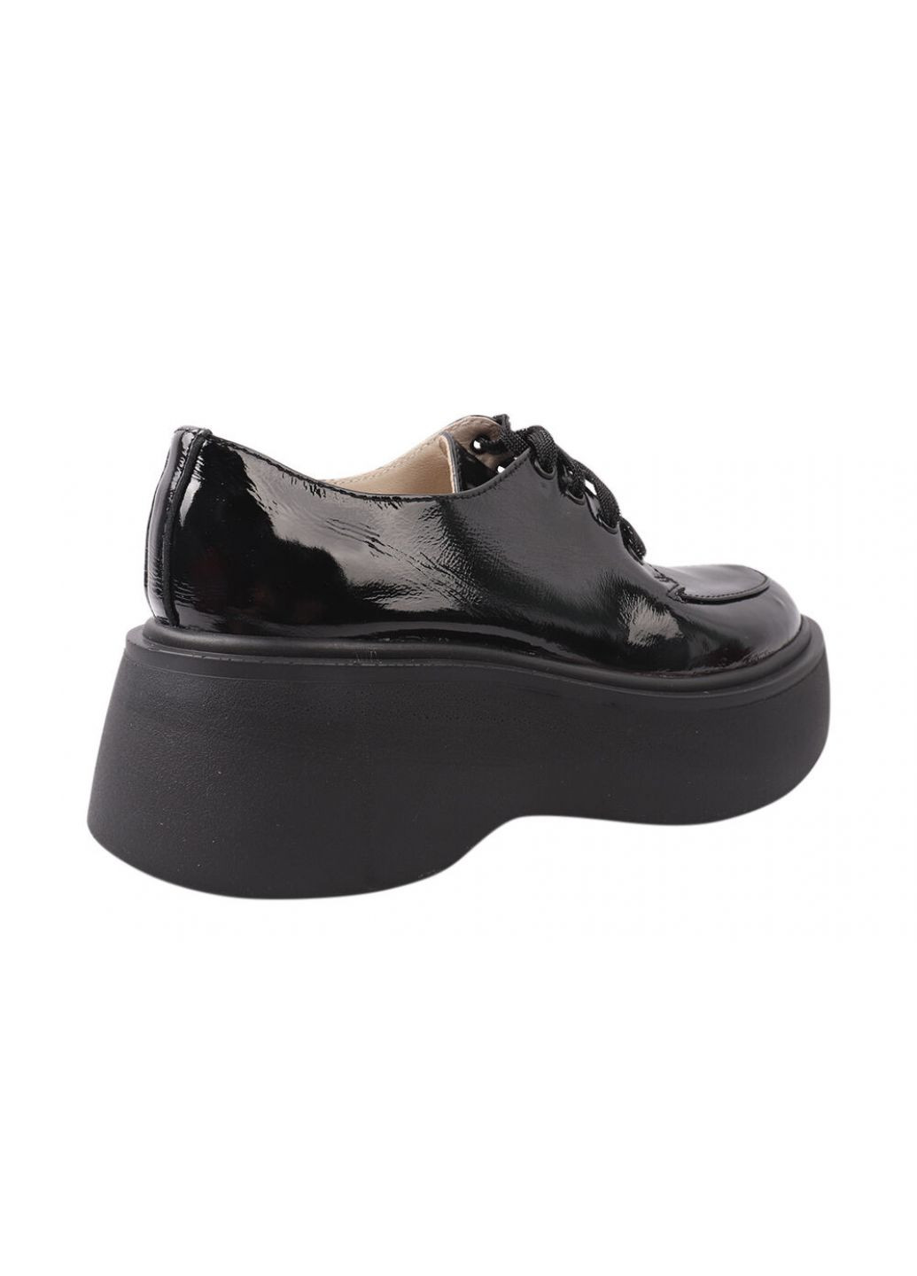 Туфлі жіночі з натуральної лакової шкіри, на платформі, на шнурівці, колір чорний, Україна Vadrus 312-21dtc (257438054)