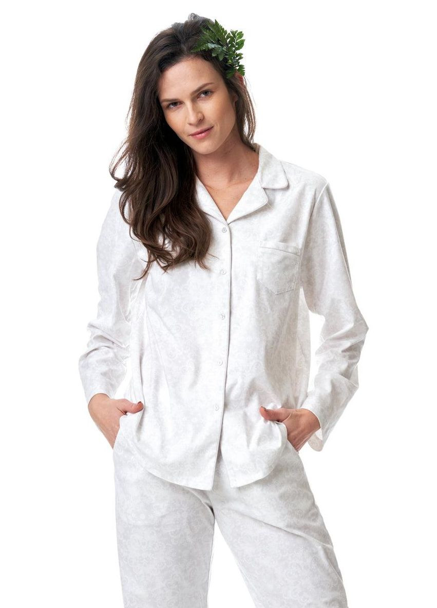 Белая пижама женская (рубашка,брюки) xl белый, серый lns 818 b23 Key