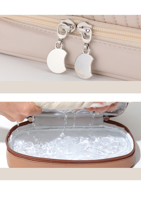 Косметичка з екошкіри з поділом на суху та вологу зону, L&P бежева More (269462836)