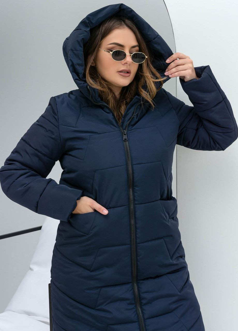 Синяя зимняя женская зимняя куртка большого размера SK