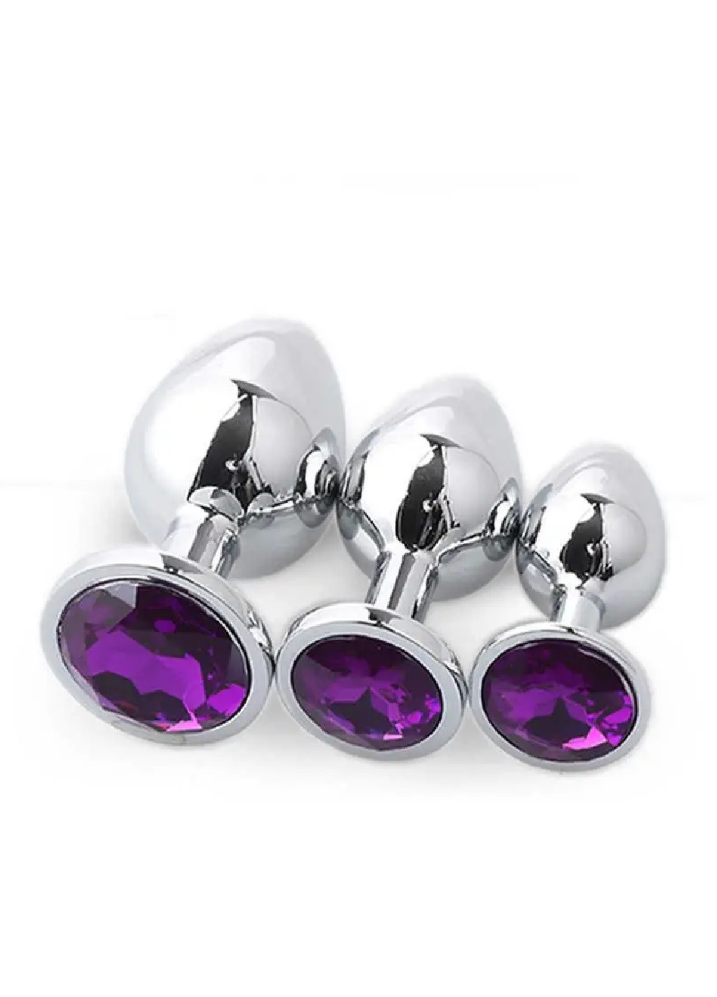 Набір металевих анальних пробок із синім каменем S M L No Brand (278017506)