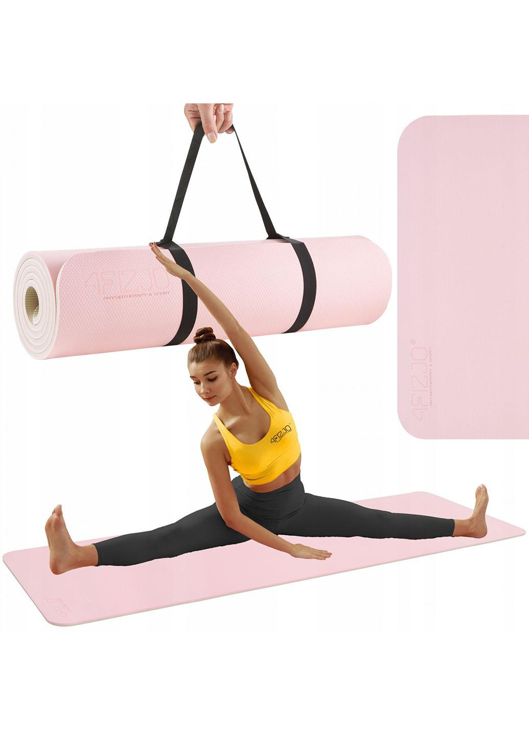 Килимок (мат) спортивний TPE 180 x 60 x 1 см для йоги та фітнесу 4FJ0200 Pink/Grey 4FIZJO (259364715)