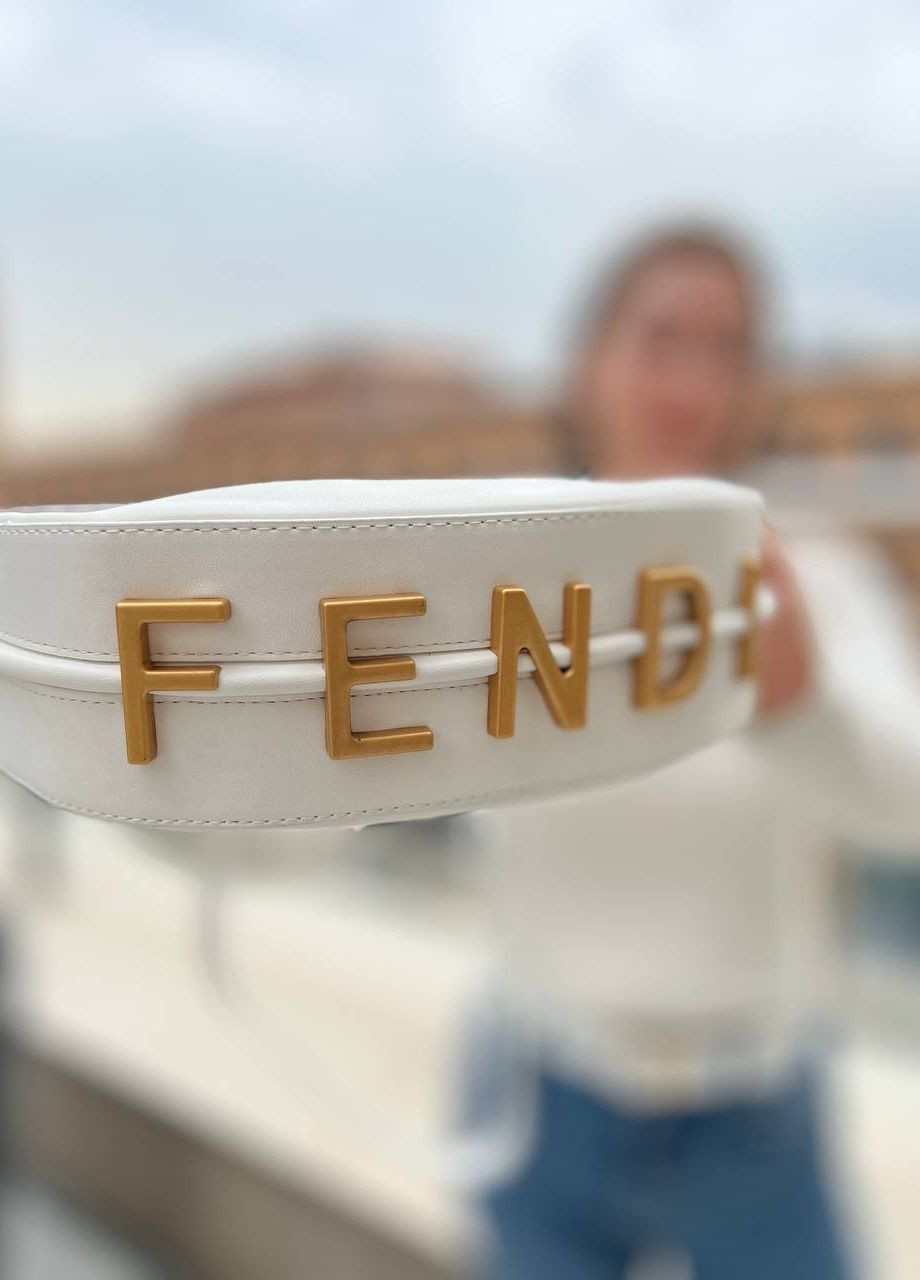 Трендова сумочка з лого Fendi Hobo (white) Vakko (260474446)