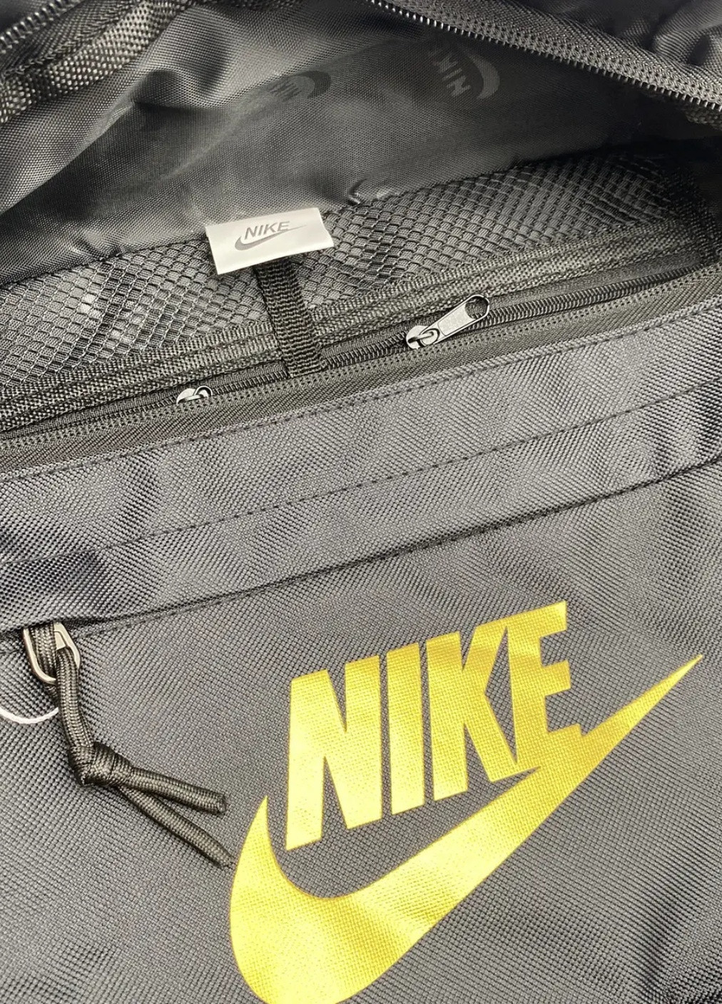Сумка Tech Hip Pack велика бананка найк чоловіча жіноча сумка чорна золоте лого Nike (256989683)