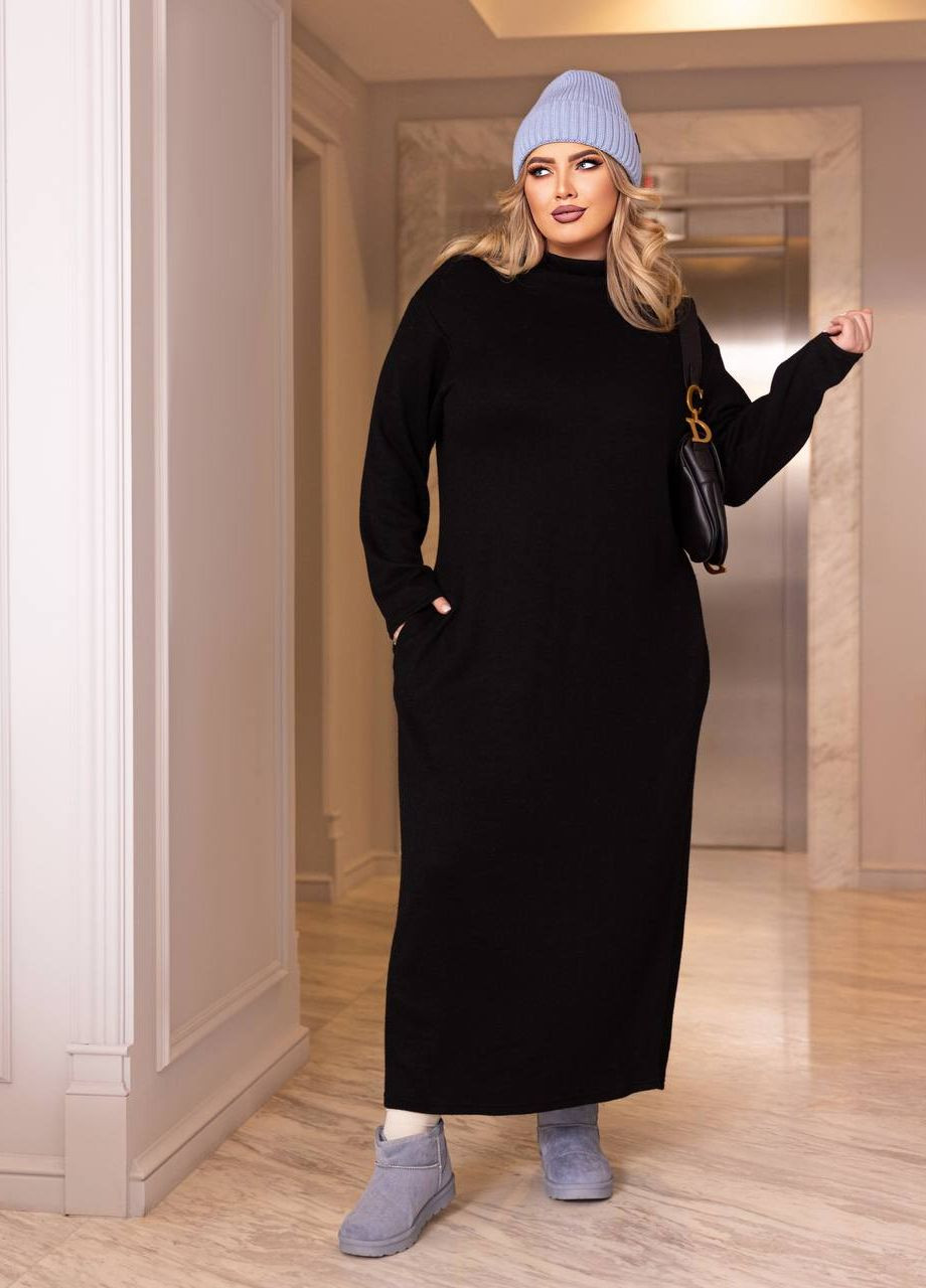 Черное женское теплое платье цвет черный р.50/52 445911 New Trend