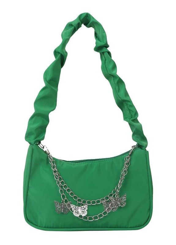Жіноча класична сумка 6579 через плече клатч на короткій ручці багет зелена No Brand (276062773)