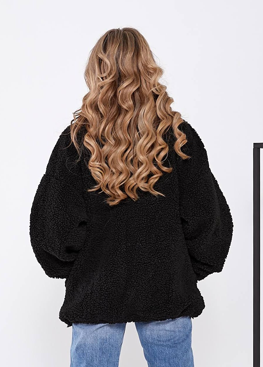 Черная женская куртка барашек цвет черный р.44/50 444641 New Trend