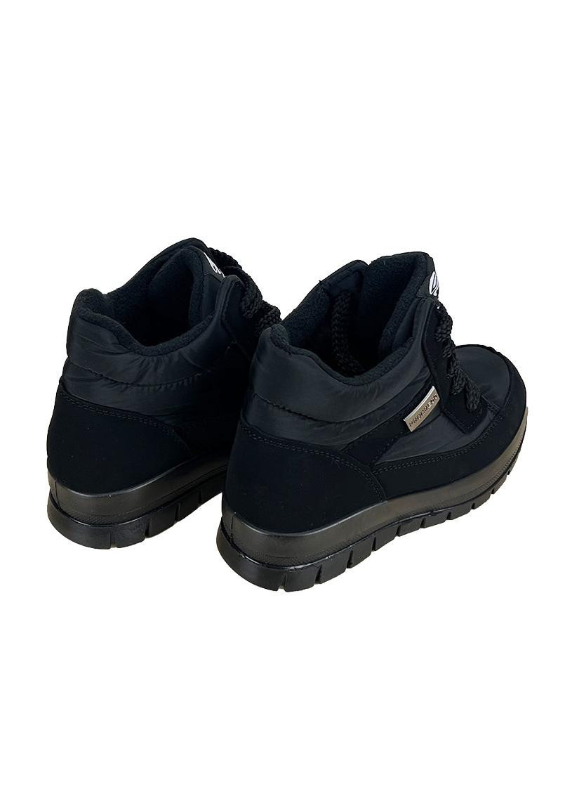Черные дутики женские короткие ботинки progres черные на шнуровке 14505-10 Sanlin
