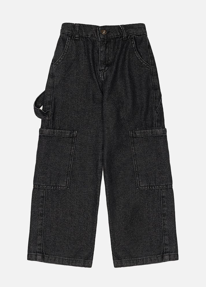 Серые демисезонные джинсы для девочки цвет серый цб-00224298 Cemix