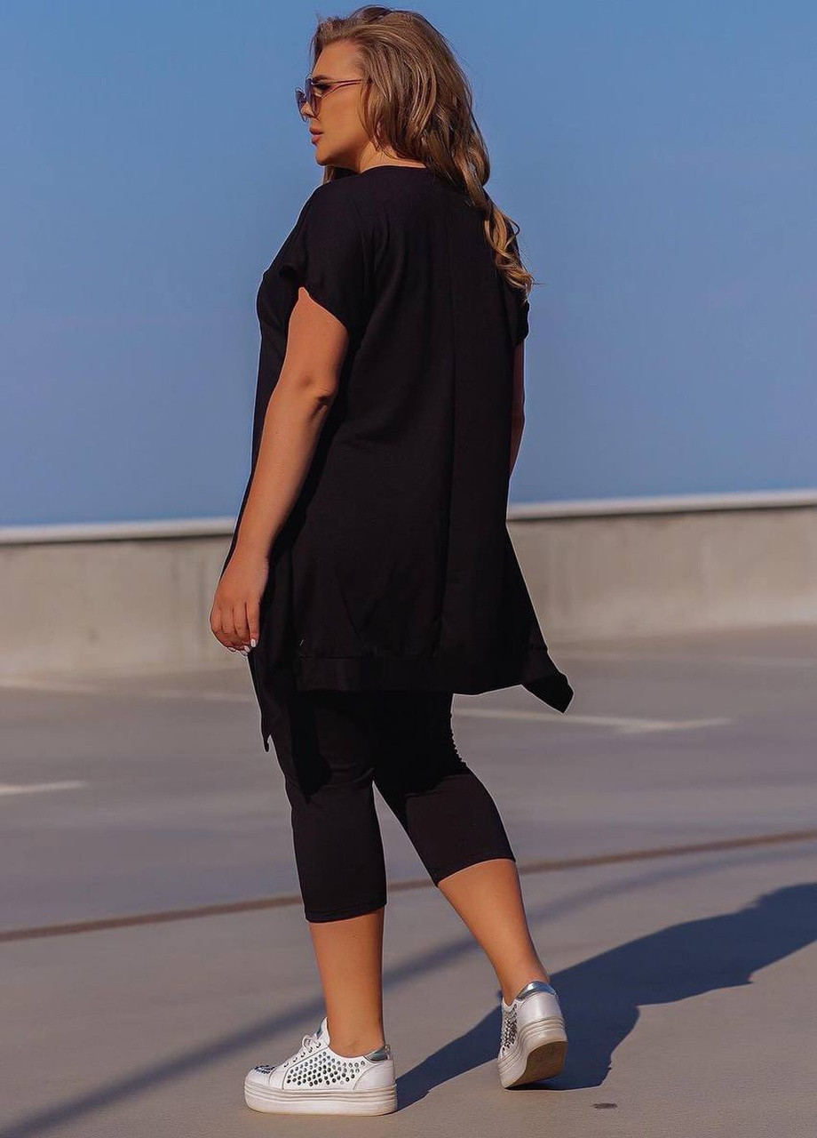 Жіночий костюм лосини та туніка колір чорний р.50/52 431715 New Trend (258685920)