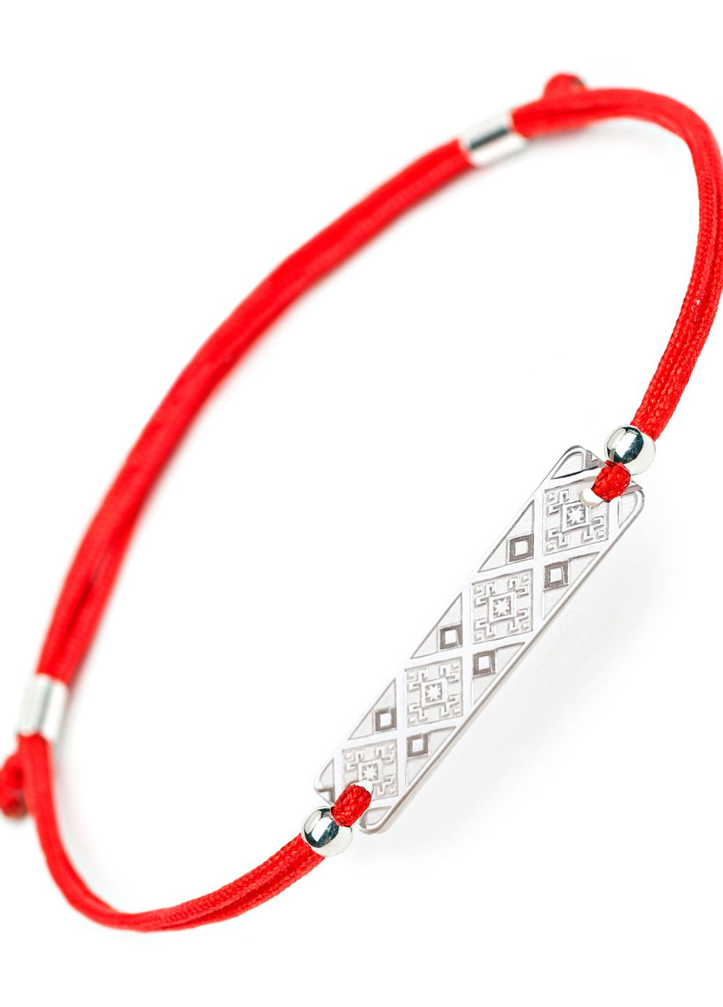 Срібний браслет вишиванка Пластинка «Орнамент Борщівський» червоний регулюється родований Family Tree Jewelry Line (266042193)