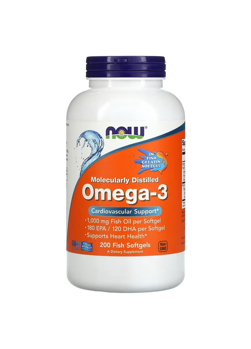 Омега 3 Omega-3 FO 1000мг 180/120 Рыбный Желатин - 200 софтгель Now Foods (278006772)