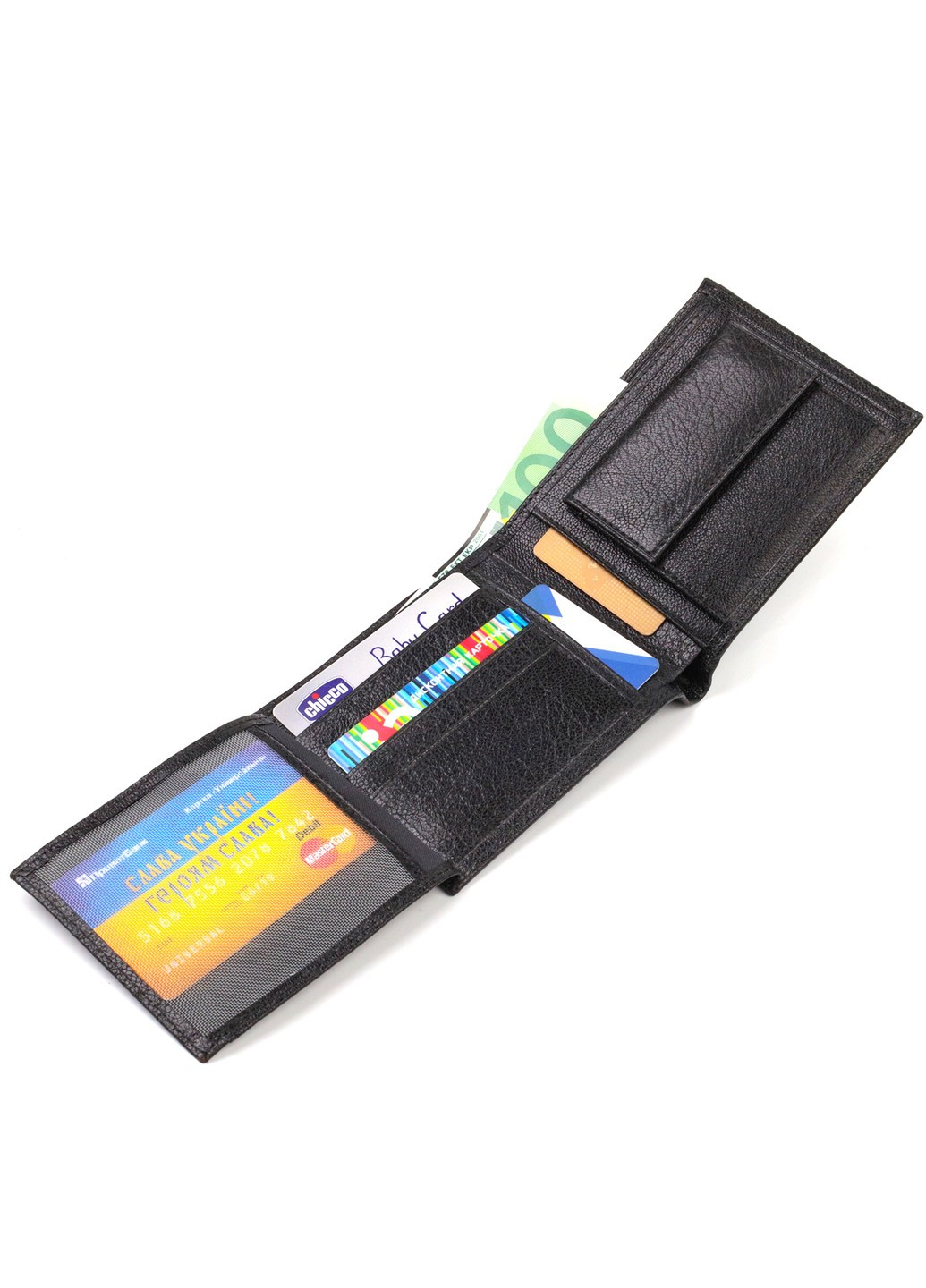 Бумажник для мужчин без застежки из натуральной кожи 21764 Черный Canpellini (259874057)