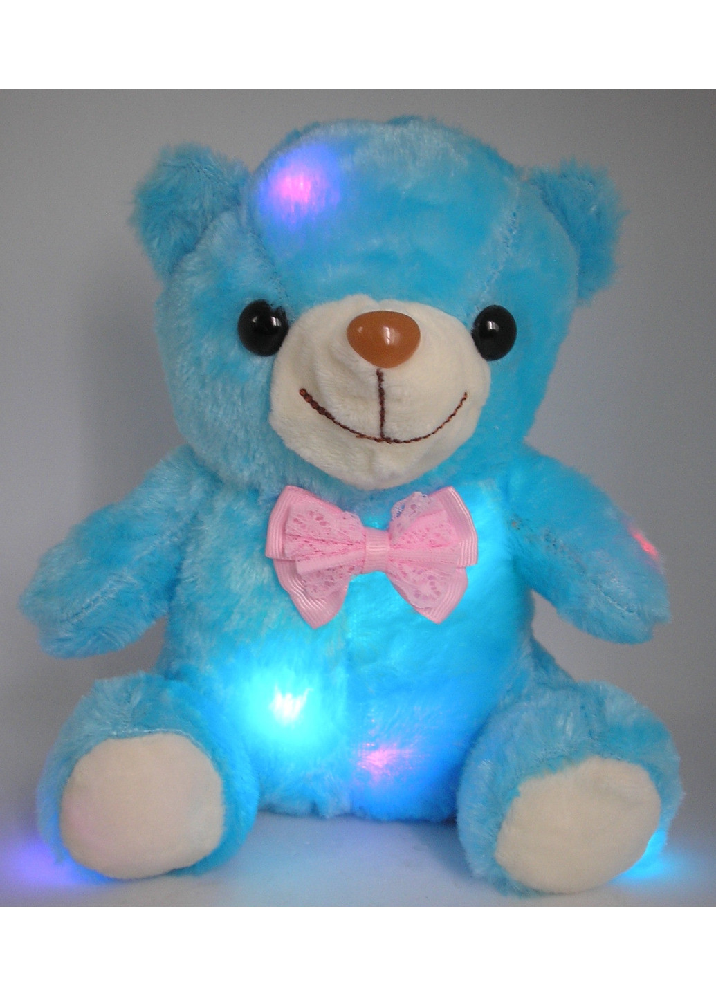 Мишка с подсветкой синий мягкий плюшевый с бантиком светящийся с LED подсветкой медвежонок светится ЛЕД No Brand (259793919)