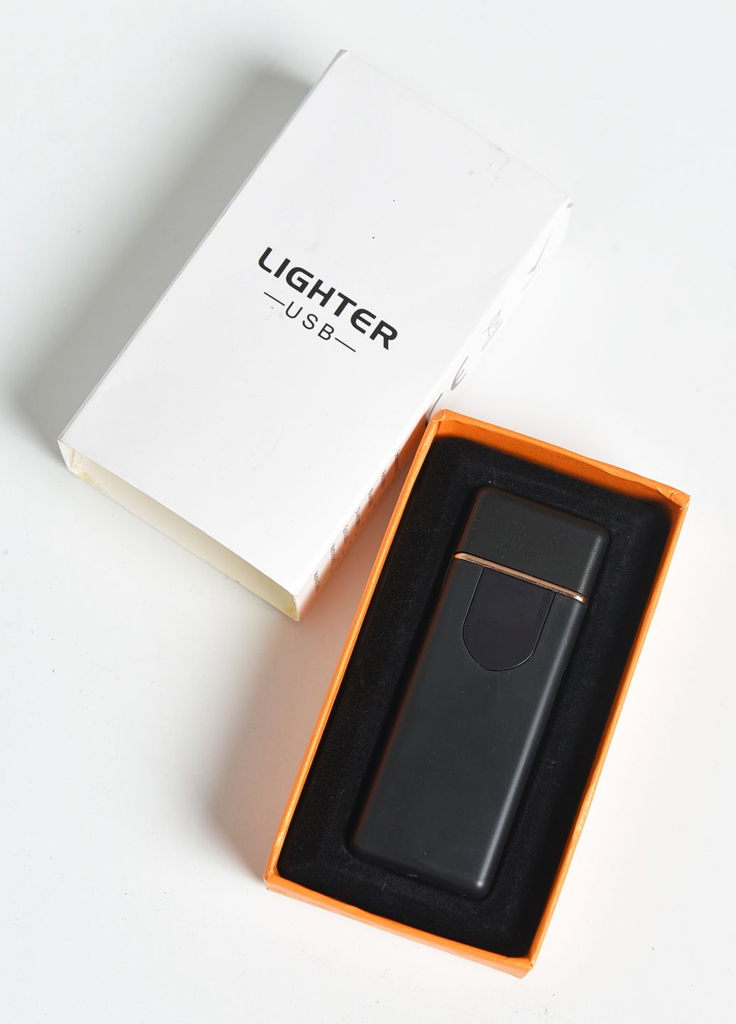 Зажигалка USB Supretto с дисплеем ветрозащитная черная Let's Shop (268551368)
