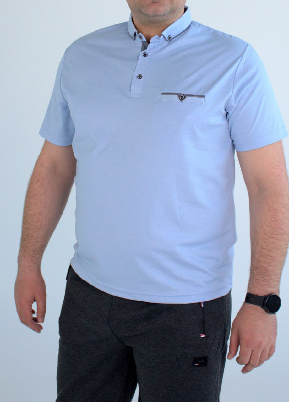Світло-блакитна футболка поло батальна з коротким рукавом Vakko