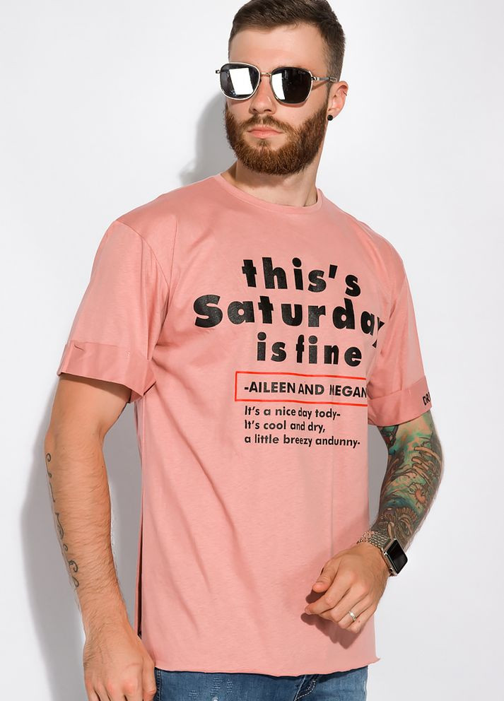 Бесцветная футболка с надписями (бледно-коралловый) Time of Style