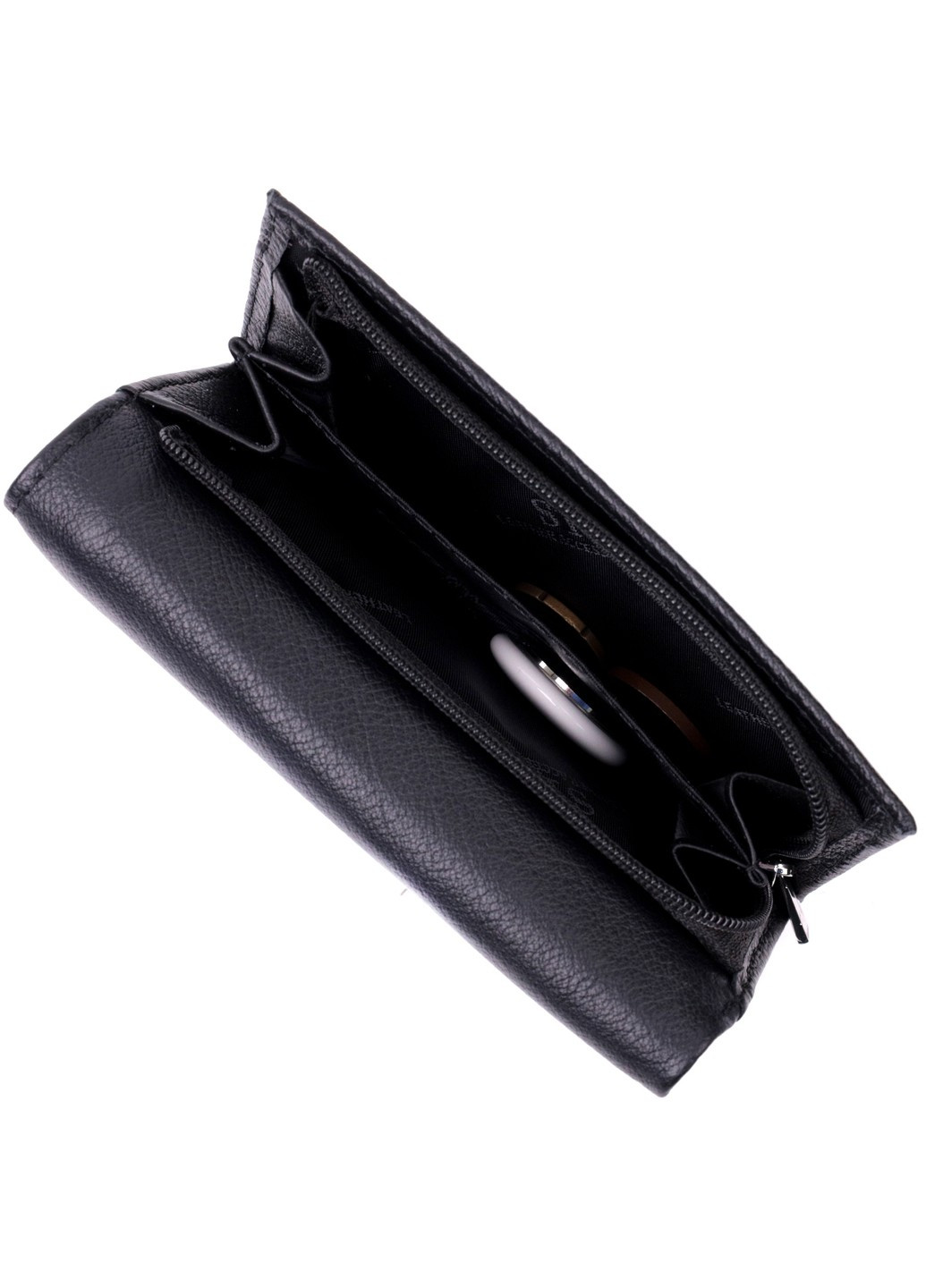 Зручний жіночий гаманець у три складання з натуральної шкіри 19468 Чорний st leather (277980554)