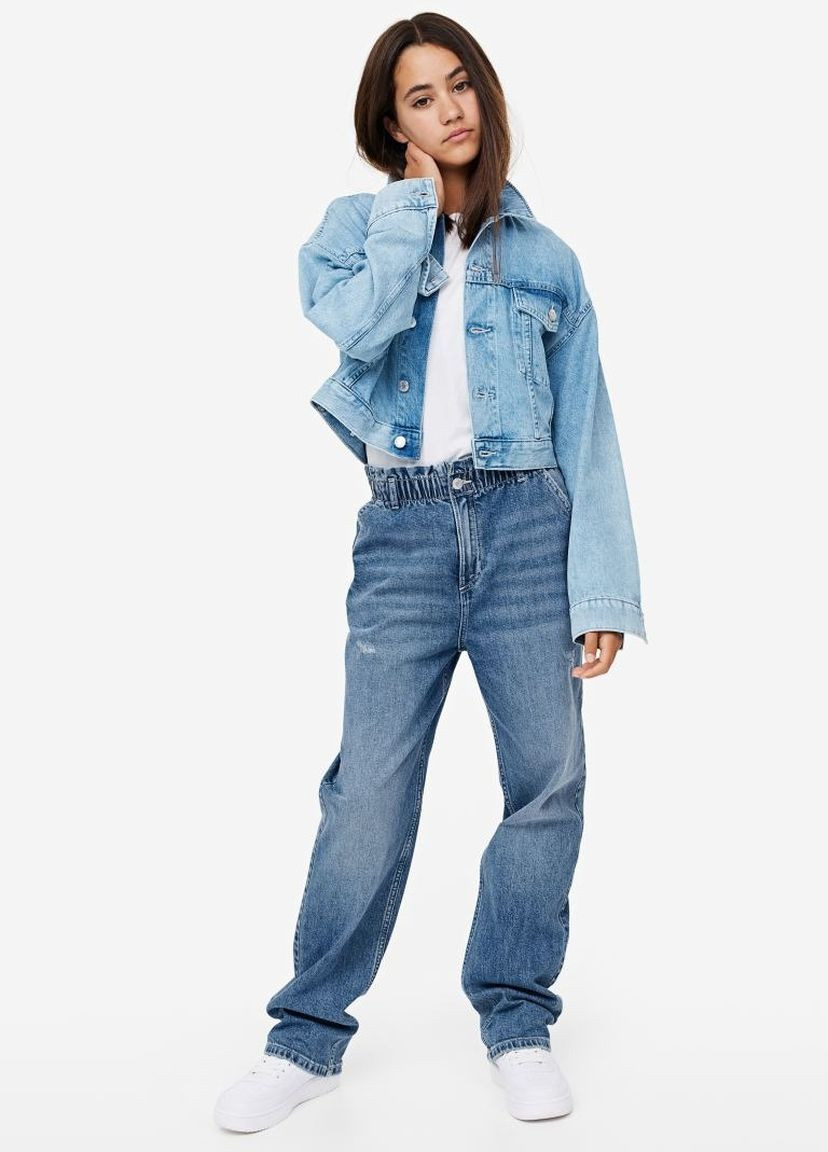 Голубые демисезонные штаны джинсы для девочки 9125 158 см голубой 68680 H&M